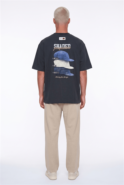 Erkek Shaded Baskılı Oversize T-Shirt Füme