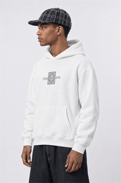 Erkek Sky Patch Detaylı Oversize Hoodie Ekru