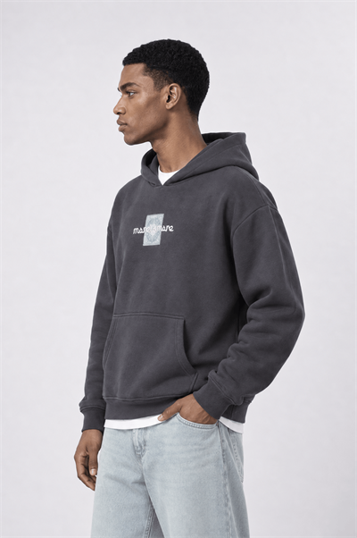 Erkek Sky Patch Detaylı Oversize Hoodie Füme