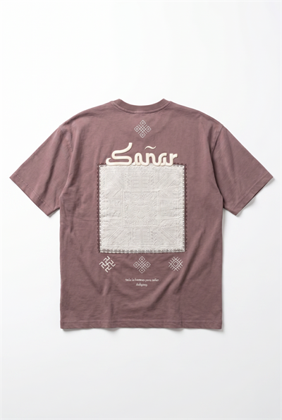Erkek Sonar Nakış Detaylı Oversize T-Shirt Kahve