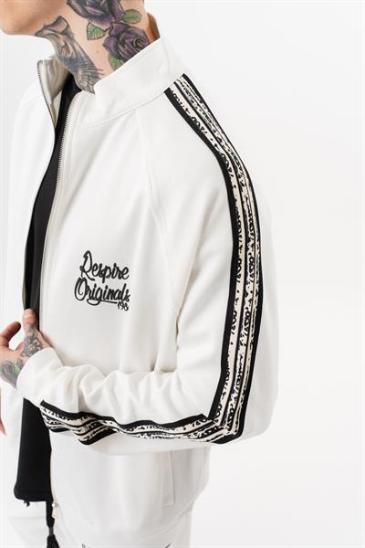 Erkek Splash Şerit Detaylı Dik Yaka Doubleface Zip Oversize Sweatshirt Ekru