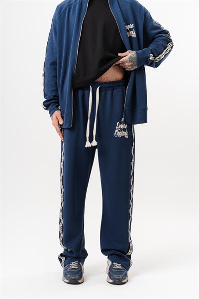 Erkek Splash Şerit Detaylı Doubleface Baggy Eşofman Altı Lacivert
