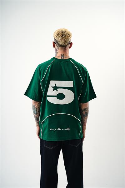 Erkek Swag Nakışlı Oversize T-Shirt Nefti