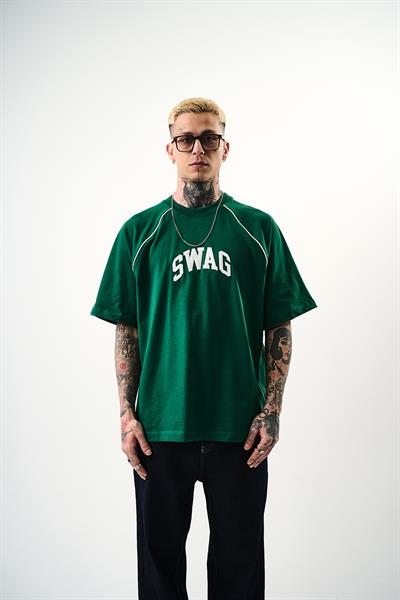 Erkek Swag Nakışlı Oversize T-Shirt Nefti
