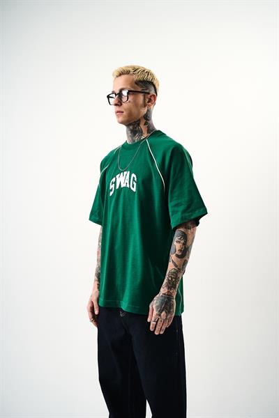 Erkek Swag Nakışlı Oversize T-Shirt Nefti