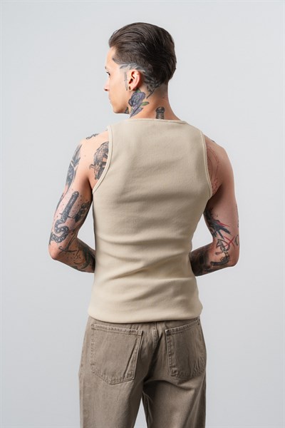 Erkek Tank Top Atlet Bej