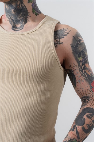 Erkek Tank Top Atlet Bej