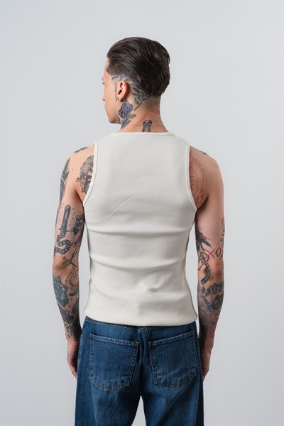 Erkek Tank Top Atlet Ekru