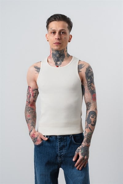 Erkek Tank Top Atlet Ekru