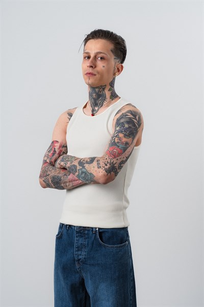 Erkek Tank Top Atlet Ekru