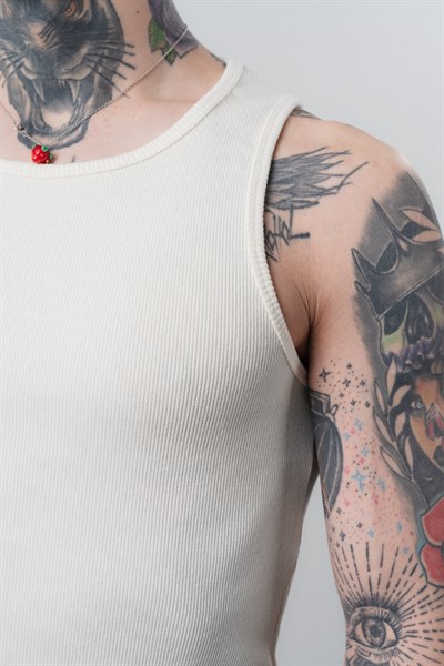 Erkek Tank Top Atlet Ekru