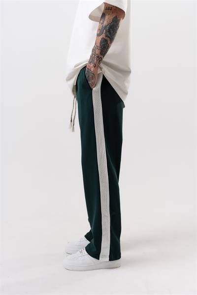 Erkek Tek Şerit Detaylı İnterlok Baggy Eşofman Altı Yeşil