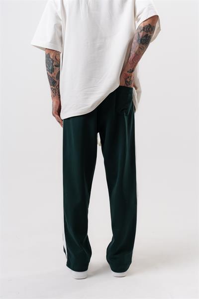 Erkek Tek Şerit Detaylı İnterlok Baggy Eşofman Altı Yeşil