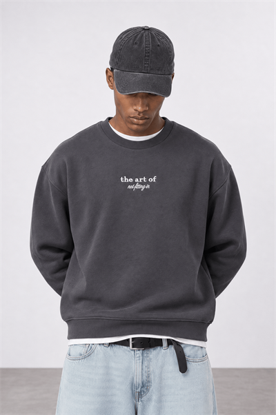 Erkek The Art Of Patch Detaylı Oversize Sweatshirt Füme