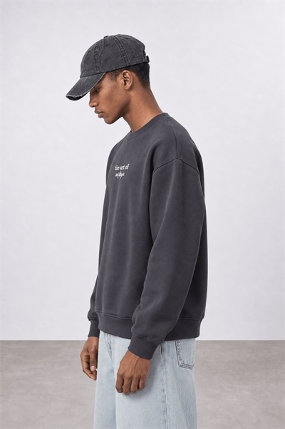 Erkek The Art Of Patch Detaylı Oversize Sweatshirt Füme