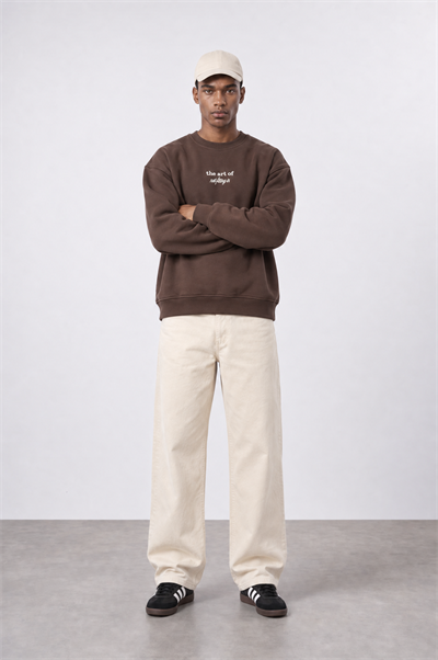 Erkek The Art Of Patch Detaylı Oversize Sweatshirt Kahve