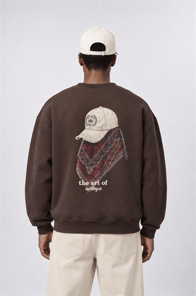 Erkek The Art Of Patch Detaylı Oversize Sweatshirt Kahve
