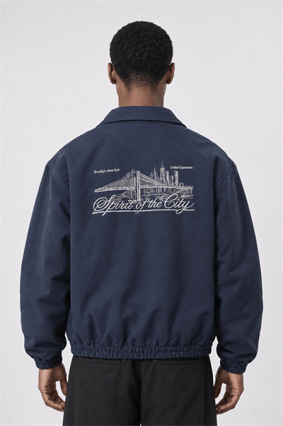 Erkek The City Nakış Detaylı Oversize Ceket Lacivert