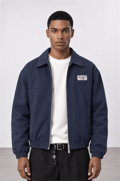 Erkek The City Nakış Detaylı Oversize Ceket Lacivert