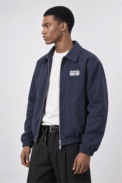 Erkek The City Nakış Detaylı Oversize Ceket Lacivert