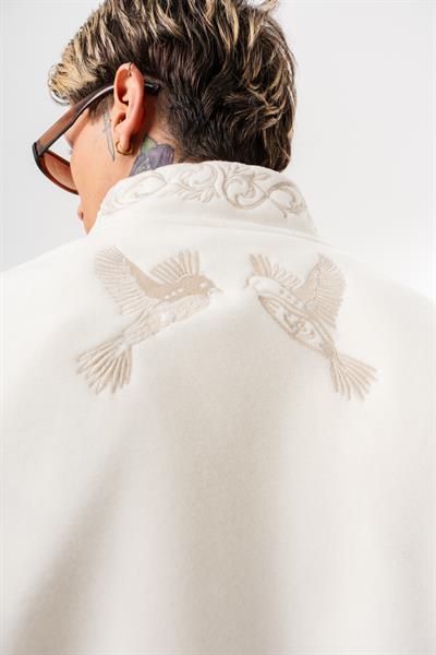 Erkek Threadora Zip Oversize Polar Ceket Ekru