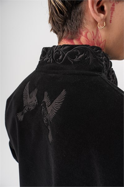 Erkek Threadora Zip Oversize Polar Ceket Siyah