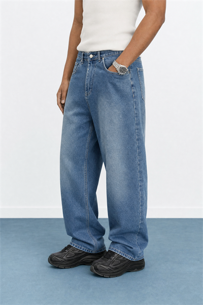 Erkek Washed Baggy Pantolon A.Mavi