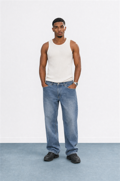 Erkek Washed Baggy Pantolon A.Mavi