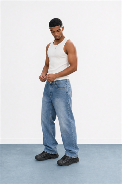 Erkek Washed Baggy Pantolon A.Mavi