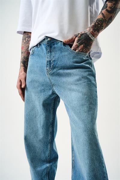 Erkek Washed Baggy Pantolon A.Mavi