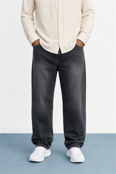 Erkek Washed Baggy Pantolon Antrasit