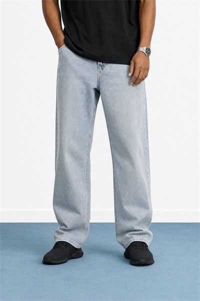 Erkek Washed Baggy Pantolon Buz Mavi
