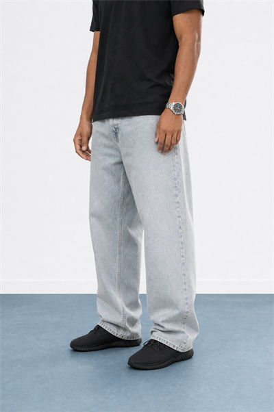 Erkek Washed Baggy Pantolon Buz Mavi