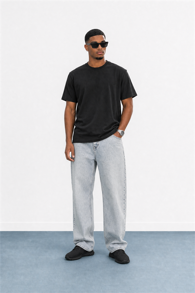Erkek Washed Baggy Pantolon Buz Mavi