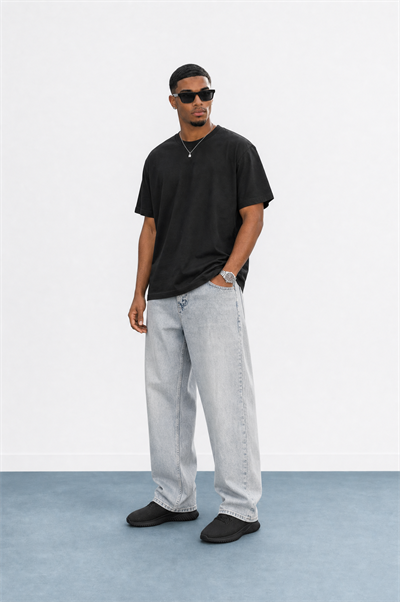 Erkek Washed Baggy Pantolon Buz Mavi