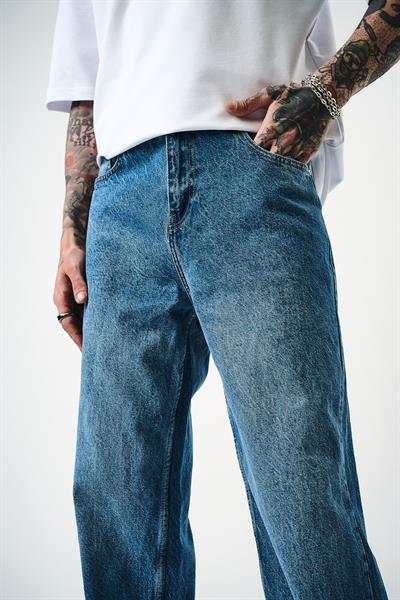 Erkek Washed Baggy Pantolon K.Mavi