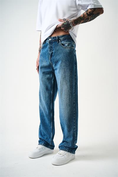 Erkek Washed Baggy Pantolon K.Mavi