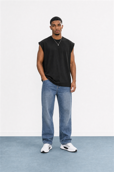 Erkek Washed Baggy Pantolon K.Mavi