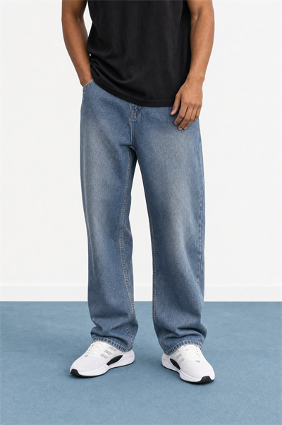 Erkek Washed Baggy Pantolon K.Mavi