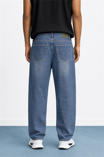 Erkek Washed Baggy Pantolon K.Mavi