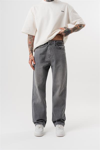 Erkek Washed Baggy Pantolon Koyu Gri