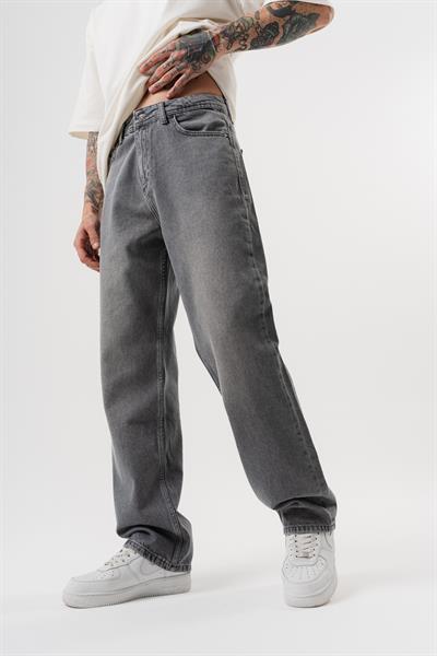 Erkek Washed Baggy Pantolon Koyu Gri