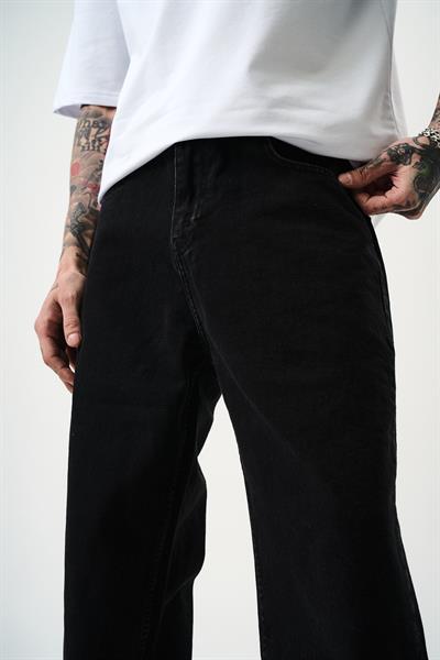 Erkek Washed Baggy Pantolon Siyah