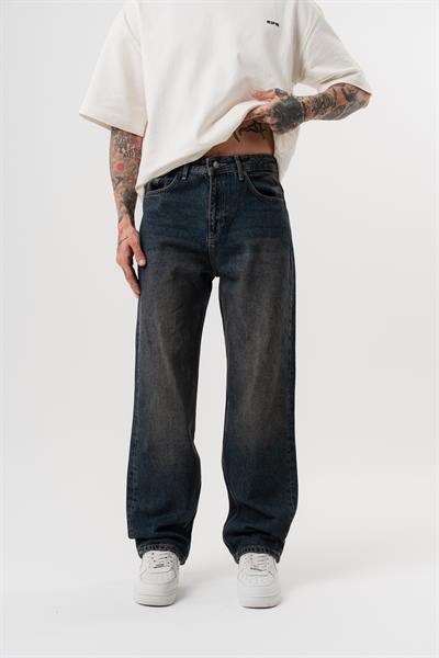Erkek Washed Baggy Pantolon Tint Mavi