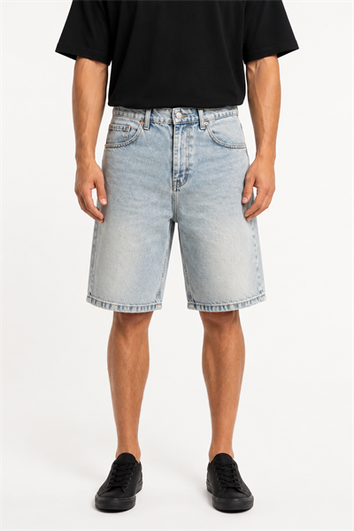 Erkek Washed Jean Şort Açık Mavi
