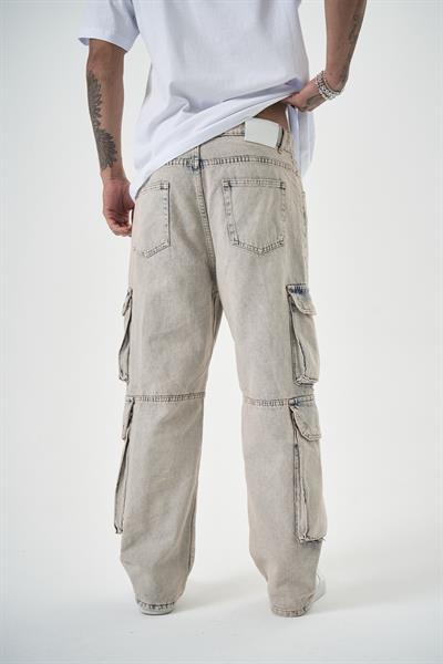 Erkek Washed Kargo Baggy Pantolon A.Mavi