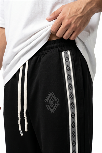 Erkek Yan Şerit Detaylı Modal Baggy Eşofman Altı Siyah