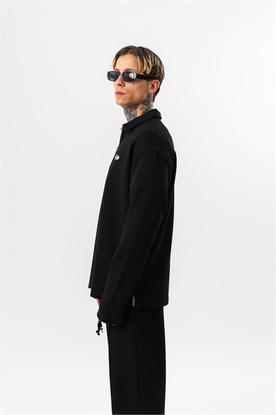 Erkek Yarım Fermuarlı Modal Sweatshirt Siyah