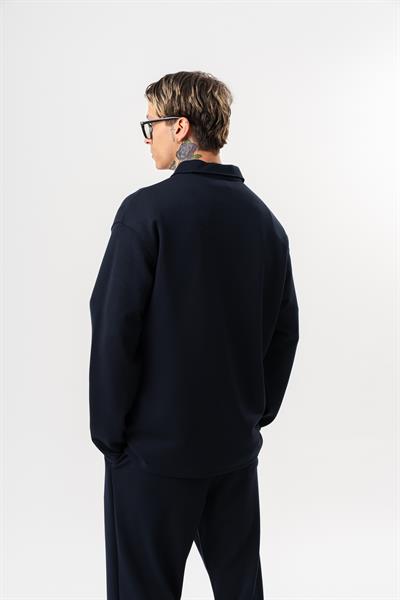 Erkek Yarım Fermuarlı Modal Sweatshirt Lacivert