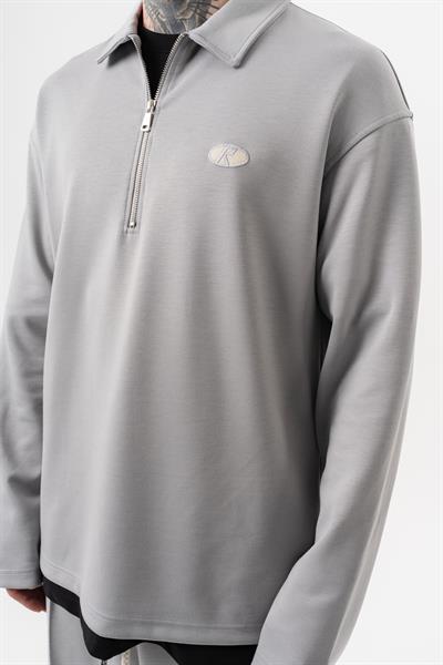 Erkek Yarım Fermuarlı Modal Sweatshirt Gri